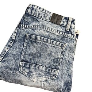 TrillNation Mens Size 36‎ Blue Acid Wash Ripped Denim Shorts